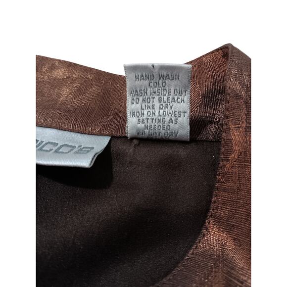 CHICO'S 3 Dressy Silk Linen Evening Jacket Blazer XL Metallic Event Brown Bronze - Picture 8 of 10